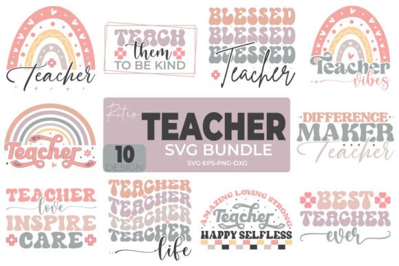 Retro Teachar SVG Bundle: Graphics for Crafts