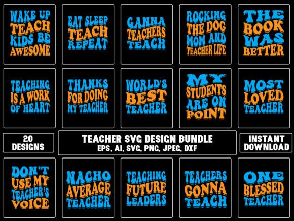 Retro Teacher Graphics for Crafts & Branding