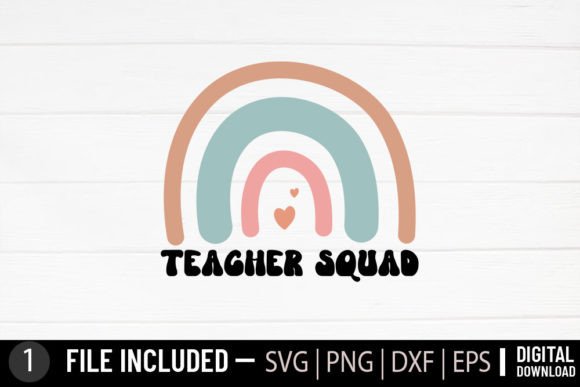 Teacher Squad Retro Graphics for Crafts & Branding