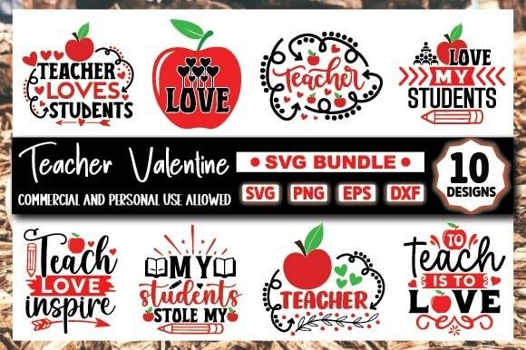 Teacher Valentine SVG Bundle: Graphics for Crafts